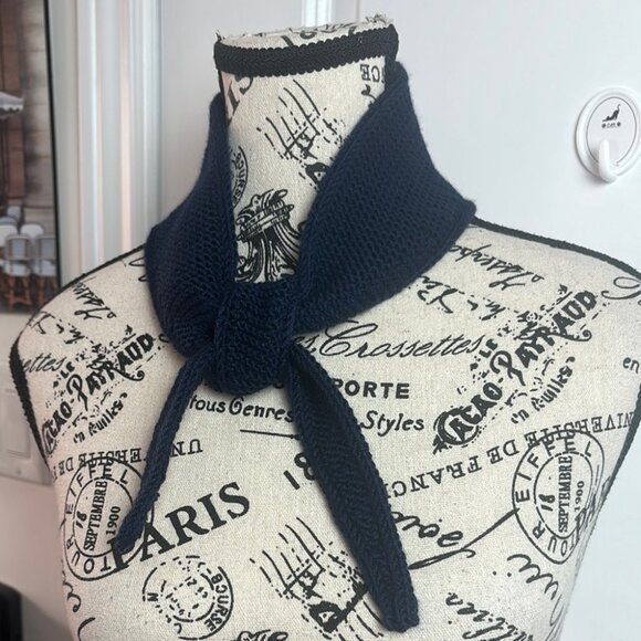 Handmade Navy Sophie Scarf – CashMerino Yarn - 35” Inspired by PetitKnit Design - Picture 3 of 8